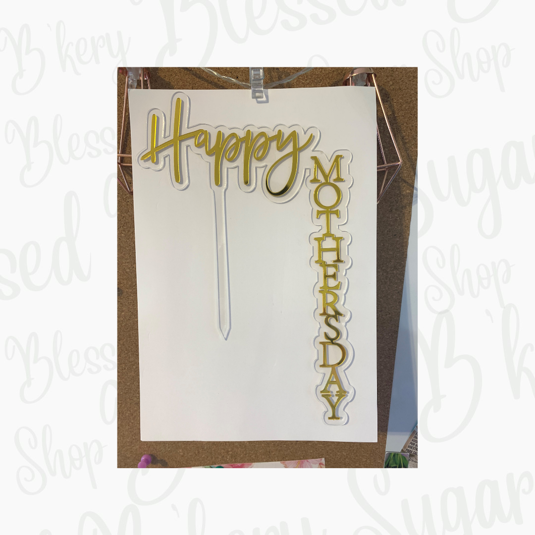 New Design Vertical Gold Back Cake Topper